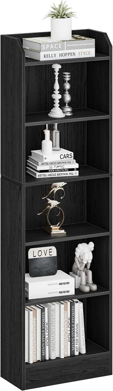 6-Tier Bookshelf, 66.7 Inches Floor Standing Bookcase, Display Storage Shelf, Corner Shelf, Home Decor Furniture for Home Office, Living Room, Bedroom, Black 02904XBC - LeafyLoom