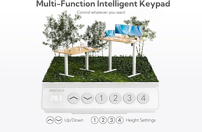 Bamboo Electric Standing Desk, 55x24 Inches Adjustable Height Stand up Desk with Whole Piece Desktop, Sit Stand Home Office Desk White Frame/Bamboo Top - LeafyLoom