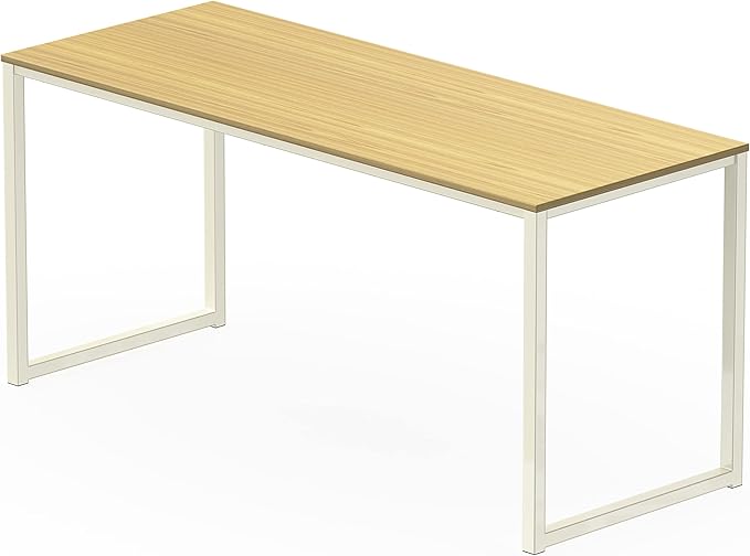 SHW Home Office 55 Inch Computer Desk, 24" Deep, Oak - LeafyLoom