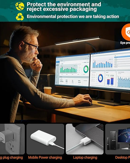 LED Desk Lamp with Clamp - Architect Desk Lamp Swing Arm Task Light 360 ° Rotation Gooseneck Desktop Lighting for Office Home Workbench Drafting Reading - LeafyLoom