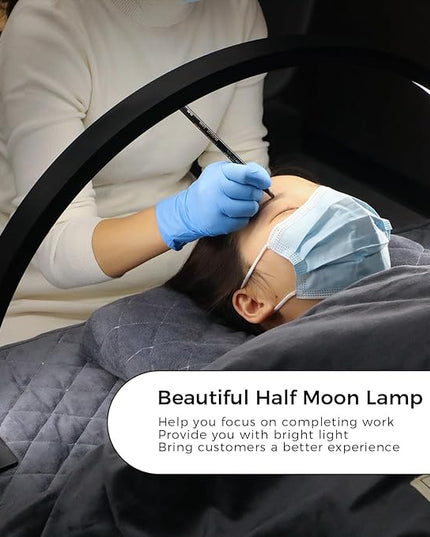 Charme Princesse 30in Half Moon Lamp 48W Half Moon Nail Desk Lamp 1600 Lumen LED Lash Light 3 Color Temperature Lash Lamp for Lashes Eyelash Extensions Tattoo Skin Care (Black) M18S-1-US - LeafyLoom