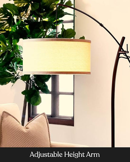 Brightech Grayson LED Floor Lamp, Modern Arc Lamp for Office & Living Room, Tall Lamp with Adjustable Arm, Standing Lamp in Industrial Style for Bedroom Reading - Bronze - LeafyLoom