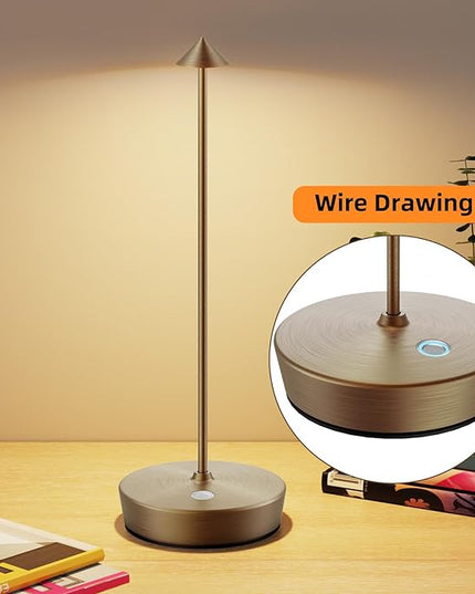 Cordless Rechargeable Table Lamp-Protable 6000mAh Battery Operated-Outdoor Waterproof Table Light-LED Touch Dimmable Desk Lamps-Patio Dining Restaurant Home Living Room Bronze - LeafyLoom