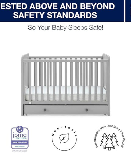 babyGap by Delta Children Graham 4-in-1 Convertible Crib with Storage Drawer TrueSleep Crib and Toddler Mattress (Bundle), Grey/Dark Grey - LeafyLoom