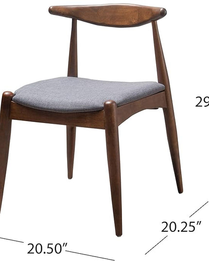 Christopher Knight Home Francie Fabric with Walnut Finish Dining Chairs, 2-Pcs Set, Light Grey / Walnut - LeafyLoom