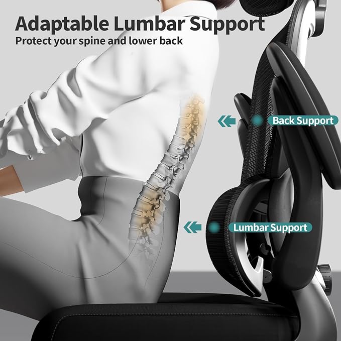 Office Chair Ergonomic Desk Chair, 330 LBS Home Mesh Office Desk Chairs with Wheels, Comfortable Gaming Chair, High Back Office Chair for Long Hours, Office Chair for Study and Work (Black) - LeafyLoom