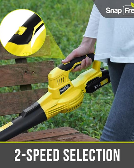 SnapFresh Leaf Blower - 20V Leaf Blower Cordless with Battery & Charger, Electric Leaf Blower for Lawn Care, Battery Powered Leaf Blower Lightweight for Snow Blowing(Yellow) - LeafyLoom
