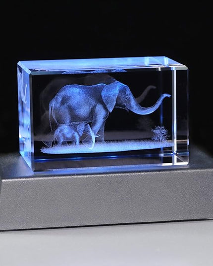 Elephant Gifts For Women Decorations For Home, 3D Crystal Elephant Decor Stuff Figurines Statue Gift For Elephant Lovers mom grandma birthday gifts for mom from daughters son unique gift ideas - LeafyLoom