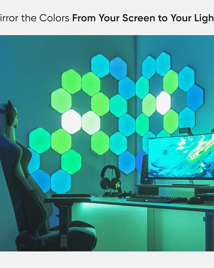 Nanoleaf Shapes WiFi and Thread Smart RGBW 16M+ Color LED Dimmable Gaming and Home Decor Wall Lights Smarter Kits Hexagons Smarter Kit (7 Pack) NANOLEAF