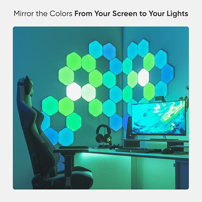 Nanoleaf Shapes WiFi and Thread Smart RGBW 16M+ Color LED Dimmable Gaming and Home Decor Wall Lights Smarter Kits Hexagons Smarter Kit (7 Pack) NANOLEAF