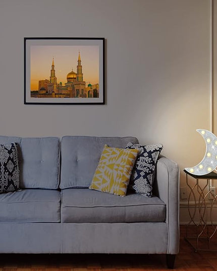 Moon Marquee Lights Ramadan Decoration, Glitter LED Lighted Moon Lamp Bedroom Decoration, Battery Operated Crescent Moon Night Light, Ramadan Mubarak Lights for Home Table Baby Shower Party Decor - LeafyLoom