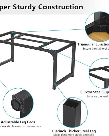 Tribesigns Modern Computer Desk, 78.7 x 39.4 inch X Large Executive Office Desk Computer Table Study Writing Desk Workstation for Home Office, Walnut/Black - LeafyLoom