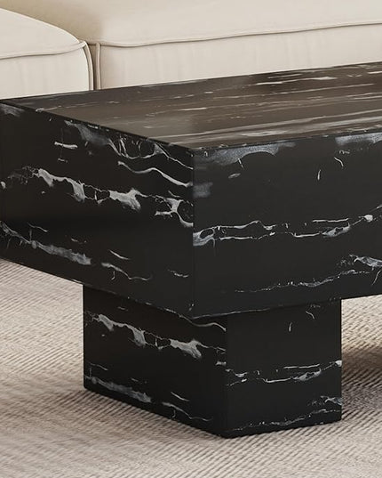 NicBex 43.3Inch Rectangular Dining Table,Minimalist Kitchen Table with Black and White Patterns Tabletop for 4 to 6,Modern Coffee Table,Dining Room Table for Kitchen,Small Space and Living Room,Black - LeafyLoom