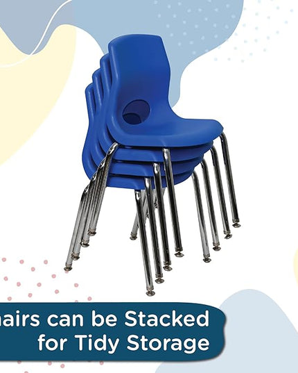 Angeles H, Blue with Chrome Legs, 4 Pack MyPosture Children's Chair, 10-inch - LeafyLoom