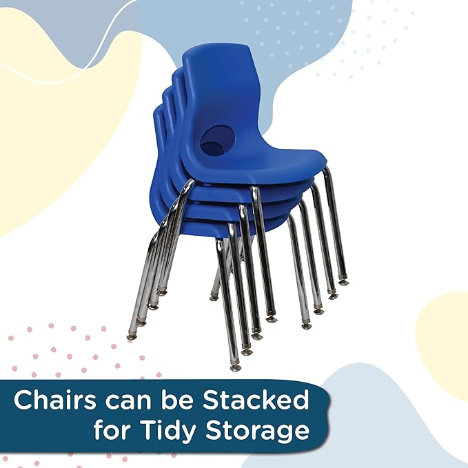 Angeles H, Blue with Chrome Legs, 4 Pack MyPosture Children's Chair, 10-inch - LeafyLoom