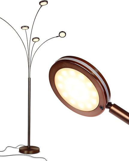 Brightech Orion Arc Floor Lamp for Living Room, Tree Floor Lamp with 5 Adjustable Arms, Multi-Head Standing Lamp with Flexible Rotating LED Lights for Bedroom, Dorm - Bright Hanging Lighting - Bronze - LeafyLoom