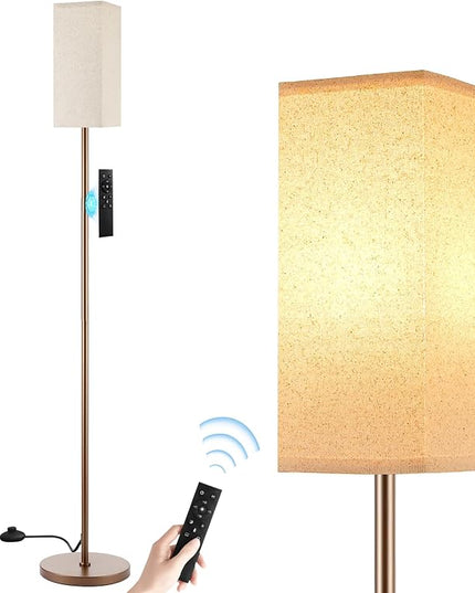 Ambimall Remote Control Floor Lamp, Stepless Dimmable, 64 Inches Tall, Include 9W Bulb, Standing Lamp for Living Room Bedroom Office (Beige & Brown) - LeafyLoom