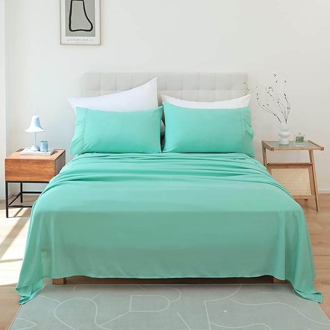 Whitney Home Textile King Sheet Set - 4 Piece Luxury Cooling Bed Sheets for King Size Bed, Silky Soft Sheets 16" Deep Pocket, Hotel Bedding Sheets and Pillowcases, Wrinkle Free Oeko-Tex Sheets - LeafyLoom
