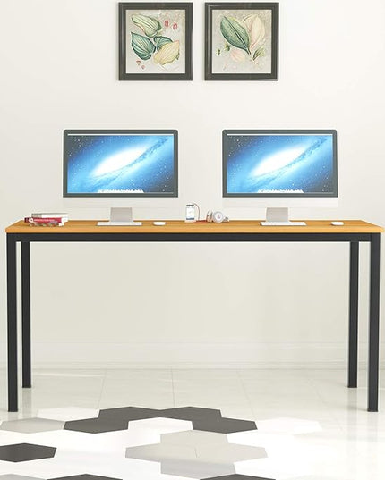 soges 63 Inch Long Computer Desk Home Office Table Writing Desk Study Table Gaming Table Computer WorkstationsTeak GCP2AC3-160TB - LeafyLoom