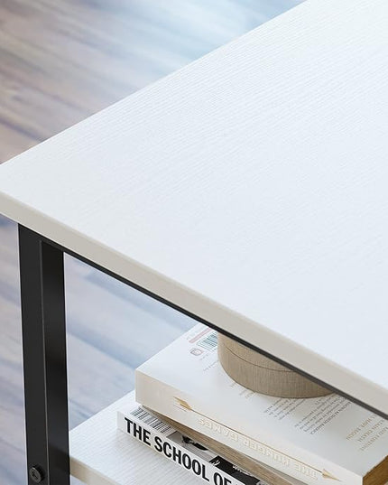 CubiCubi L Shaped Desk, 59.1 inch Computer Corner Desk with 2 Storage Shelves, Home Office Desk for Writing Gaming Study, White - LeafyLoom