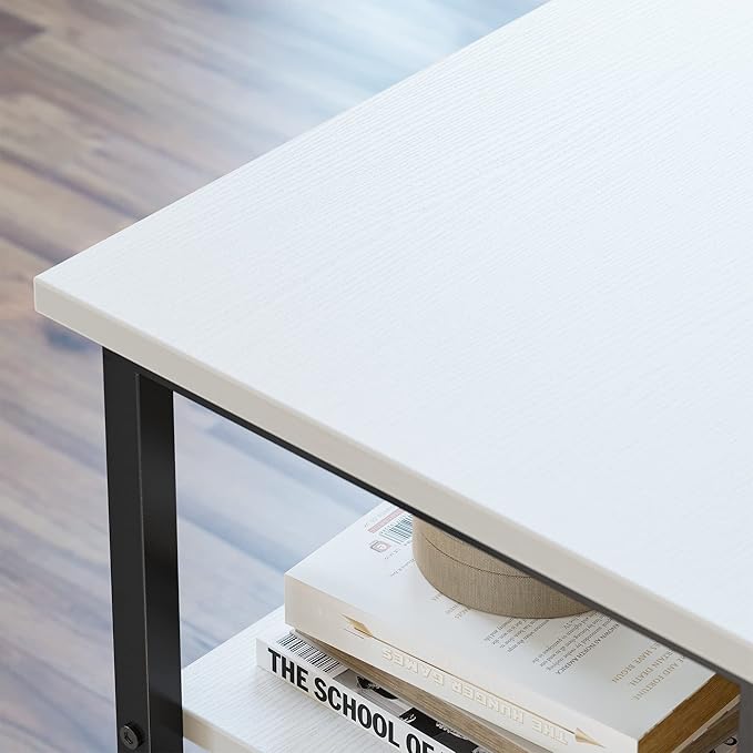 CubiCubi L Shaped Desk, 59.1 inch Computer Corner Desk with 2 Storage Shelves, Home Office Desk for Writing Gaming Study, White - LeafyLoom