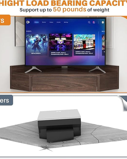 armocity Floating Corner Desk with Outlets & USB Ports, Wall-Mounted Corner Table for Small Space, Triangle Computer Desk with Drawer for Home Office, Vanity Desk, Corner Space, Bedroom, Espresso - LeafyLoom