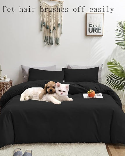 Black Comforter Full Plain Black Bedding Pure Black Full Size Comforter Soft Durable Solid Black Comforter Set Women Men Durable Lightweight True Black Bedding Blanket Women Black Bed Set - LeafyLoom