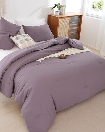 ROSGONIA Dusty Purple Twin Comforter Set for Boys Girls, 1 Boho Comforter & 1 Pillowcase, Lightweight Kids Comforter Sets All Season Dorm Bedding - LeafyLoom
