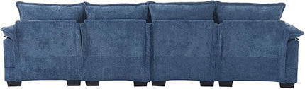 6 Seater Overstuffed Modular Sectional Sofa Cloud Couch with Double Chaise Lounge, U Shaped Chenille Upholstered Leisure Sofa&Couches with Memory Foam and Waist Pillows for Living Room Office - LeafyLoom