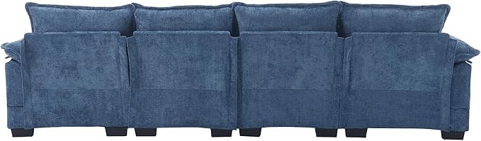 6 Seater Overstuffed Modular Sectional Sofa Cloud Couch with Double Chaise Lounge, U Shaped Chenille Upholstered Leisure Sofa&Couches with Memory Foam and Waist Pillows for Living Room Office - LeafyLoom