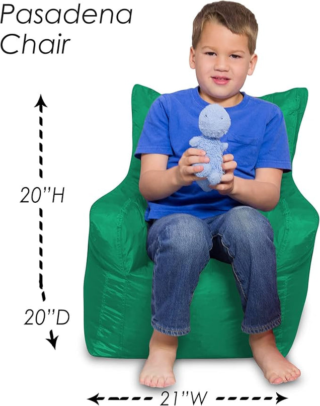Posh Creations Structured Comfy Bean Bag Chair for Gaming, Reading, and Watching TV, Pasadena Chair, Microsuede - Tide Pool - LeafyLoom