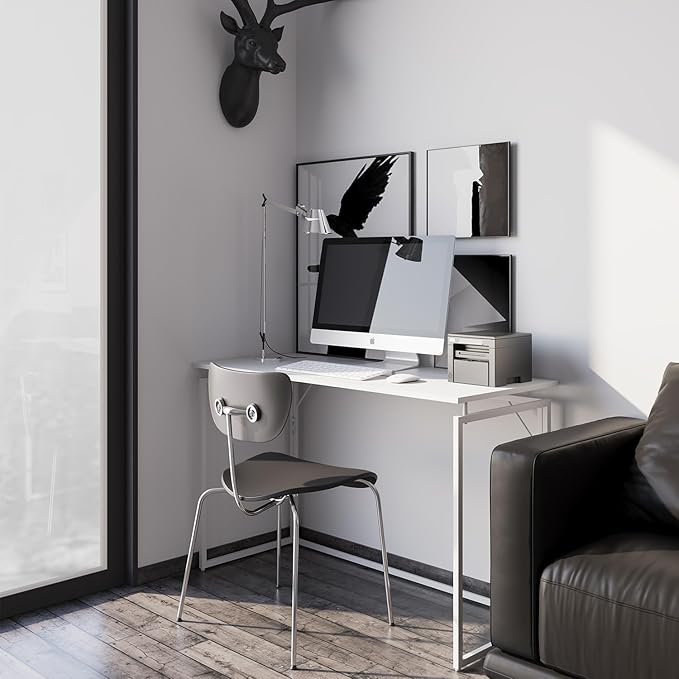 Folding Desk 30 Inch - Small Foldable Desk for Small Space Minimalist, Space Saving Collapsible Compact Desk Portable Table for Craft, Writing, Study and Work (No Assembly Required) - LeafyLoom