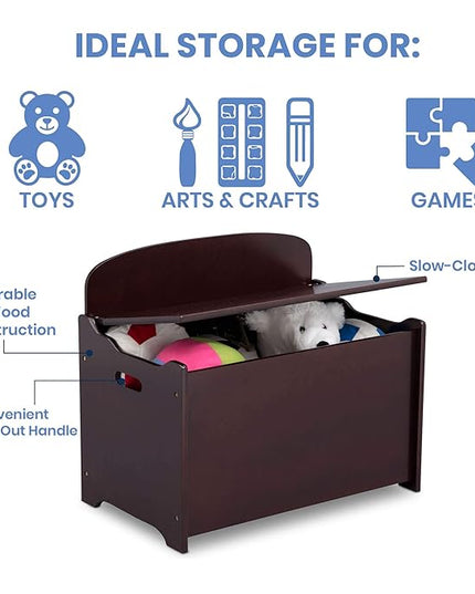 Delta Children MySize Deluxe Toy Box, Dark Chocolate - LeafyLoom