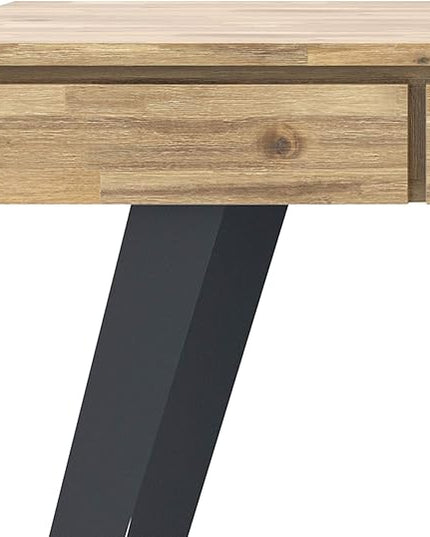 SIMPLIHOME Lowry SOLID WOOD and Metal Modern Industrial 54 inch Wide Home Office Desk, Writing Table, Workstation, Study Table Furniture in Distressed Golden Wheat with 2 Drawers - LeafyLoom