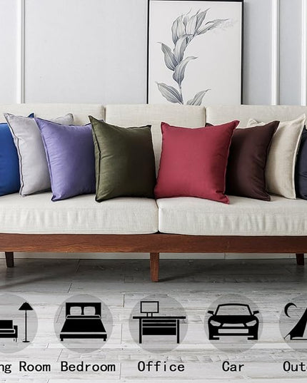 Jeanerlor Solid Natural Cotton Linen Decoration 18"x18" Throw Pillow Sham Cushion Case Soft Pillow Cover Delicate Decorative Pillowcase for Teen Boys&Girls, (45 x 45cm),2 Packs, Light Linen - LeafyLoom