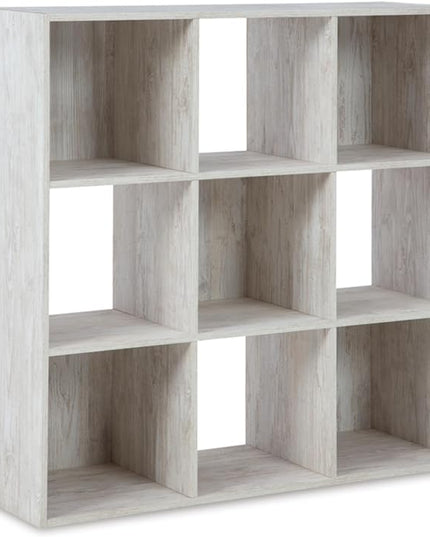 Signature Design by Ashley Paxberry Coastal 9 Cube Storage Organizer or Bookcase, Whitewash - LeafyLoom