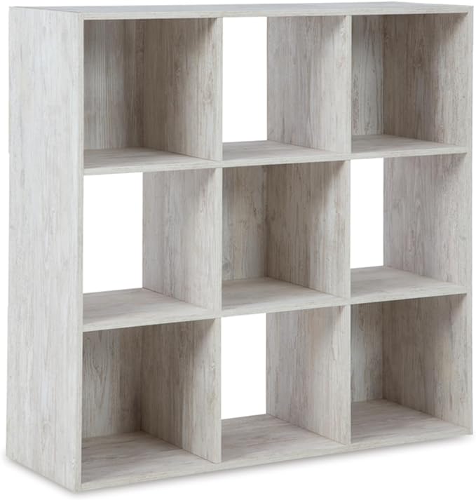 Signature Design by Ashley Paxberry Coastal 9 Cube Storage Organizer or Bookcase, Whitewash - LeafyLoom