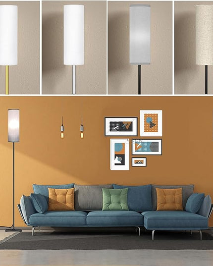 Floor Lamp for Living Room Bedroom, Modern Floor Lamp with Remote,Stepless Dimmable 12W Bulb Included,Standing Lamps LED Tall Lamp for Bedroom Office(Grey) - LeafyLoom