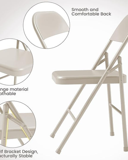 IDEALHOUSE Portable Folding Card Table and Chair Set of 5, Pu Upholstered Foldable Table, and All Metal Folding Chairs, Table and Chairs Suitable for Dining Room, Living Room, Office, Camping - LeafyLoom