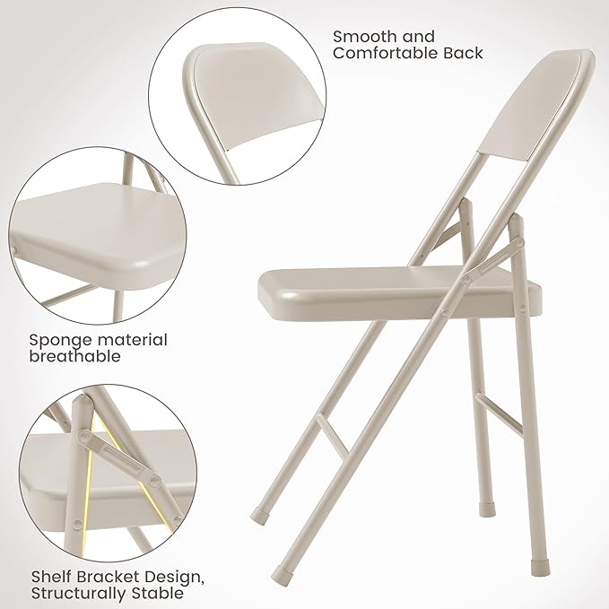 IDEALHOUSE Portable Folding Card Table and Chair Set of 5, Pu Upholstered Foldable Table, and All Metal Folding Chairs, Table and Chairs Suitable for Dining Room, Living Room, Office, Camping - LeafyLoom