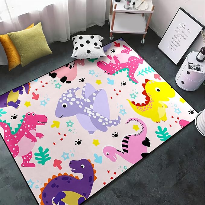 Dinosaur Rugs for Boys Bedroom Dino Rugs for Boys Room Kids Rugs Dinosaur Bedroom Decor for Boys Kids Play Rugs for Boys Bedroom Cute Dinosaur Rugs Dinosaur Rugs for Living Room Decor,4'5''×6' - LeafyLoom
