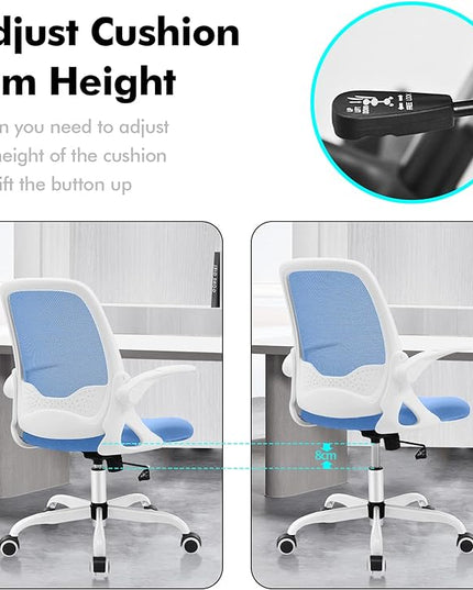 KERDOM Office Chair, Ergonomic Desk Chair, Breathable Mesh Computer Chair, Comfy Swivel Task Chair with Flip-up Armrests and Adjustable Height - LeafyLoom