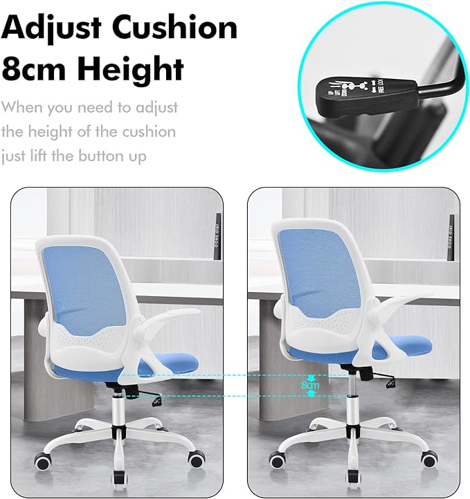 KERDOM Office Chair, Ergonomic Desk Chair, Breathable Mesh Computer Chair, Comfy Swivel Task Chair with Flip-up Armrests and Adjustable Height - LeafyLoom