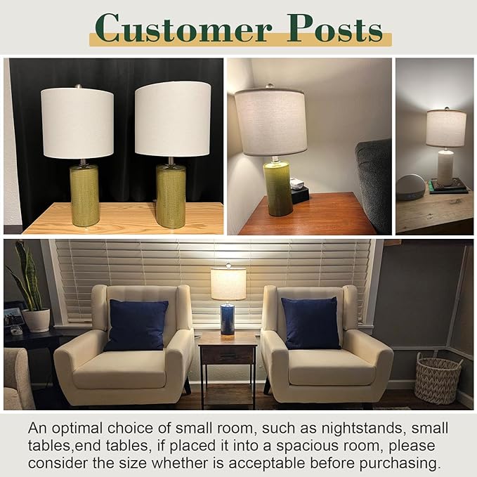 20.25" Small Table Lamps Set of 2 Modern Ceramic Lamps for Living Room Farmhouse Bedside Lamps Boho Lamps for Night Stands White Bedroom Lamps Side Table Lamps End Table Lamps - LeafyLoom