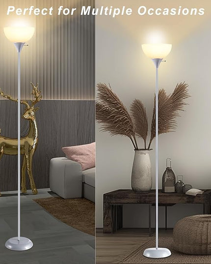 Floor Lamp, Standing Lamp, Modern Floor Lamp with Drop-Resistant White Lampshade, E26 Socket, Industrial Floor Lamp for Living Room Bedroom Study Office - LeafyLoom
