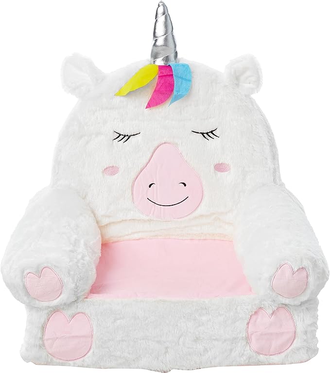 Amazon Basics Children's Plush Toddler Chair, Unicorn, Medium, Multicolor - LeafyLoom