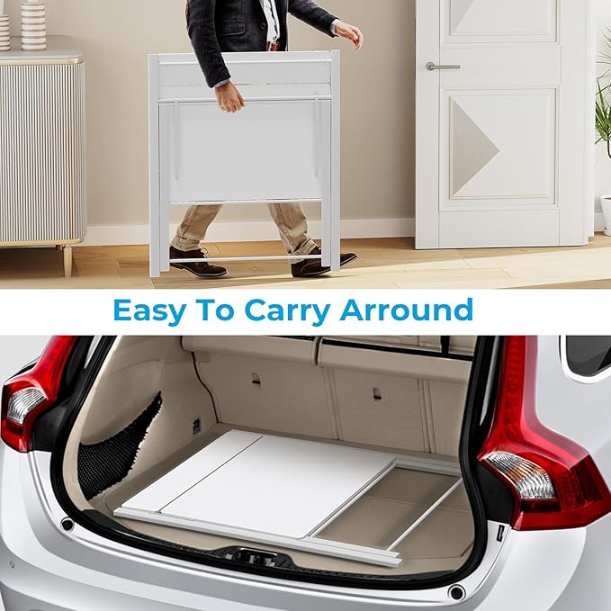 GreenForest Folding Desk No Assembly Required Small Size, 2-Tier Foldable Computer Desk with Shelf for Home Office, Space Saving Portable Laptop Study Foldable Table for Small Spaces, White - LeafyLoom