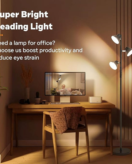 2024 Upgraded LED Floor Lamp, 36W Modern Floor Lamp with Remote & Touch Control, 4 Color Temperatures, Standing Lamp with 3 Rotatable Lights, Floor Lamps for Living Room, Bedroom, Office - LeafyLoom