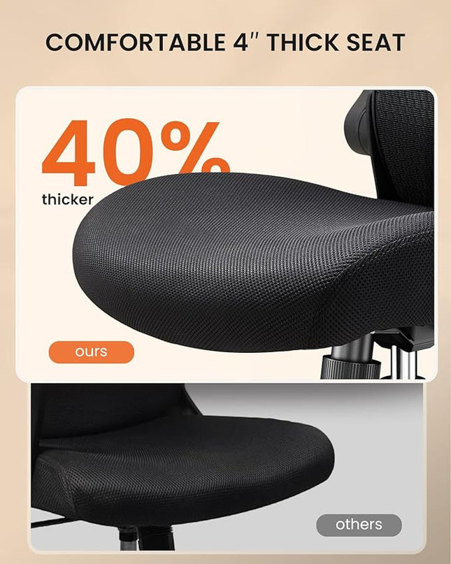 ErGear Ergonomic Desk Chair, Home Office Desk Chairs with Adjustable Headrest and Lumbar Support, Mesh Office Chair with Flip-Up Armrestst, Swivel Task Chair for Home Office, Black - LeafyLoom