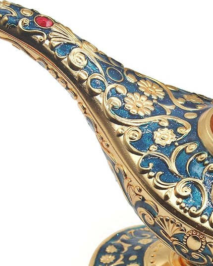 Classic Vintage Aladdin Magic Genie Costume Lamp Home Table Decoration & Gift, Golden Blue - LeafyLoom